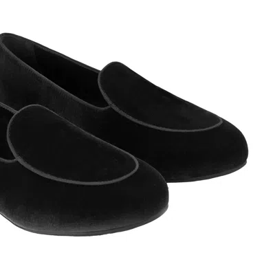 Charles Philip Black Velvet Unisex Loafer In Black