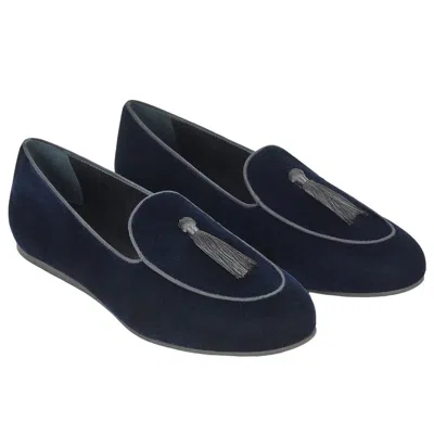 Charles Philip Black Velvet Loafer In Black