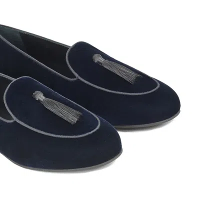Charles Philip Black Velvet Loafer In Black