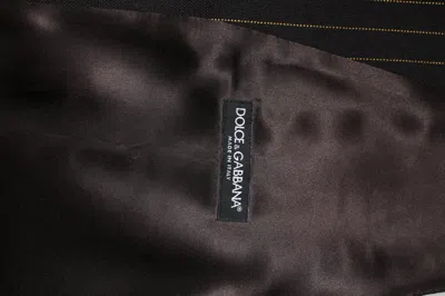 Dolce & Gabbana Black Stripes Wool Formal Men Waistcoat Vest In Black