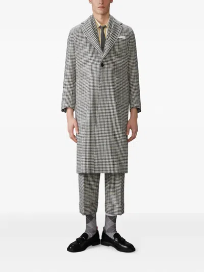 Thom Browne Unstructured Long Coat Hunting Tweed Check In Gray