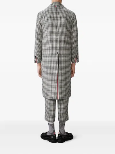 Thom Browne Unstructured Long Coat Hunting Tweed Check In Gray