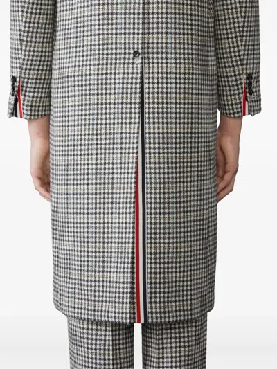 Thom Browne Unstructured Long Coat Hunting Tweed Check In Gray