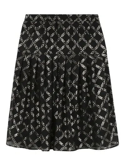 Michael Kors Mk Empire-print Pleated Skirt In Black