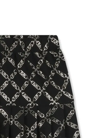 Michael Kors Mk Empire-print Pleated Skirt In Black