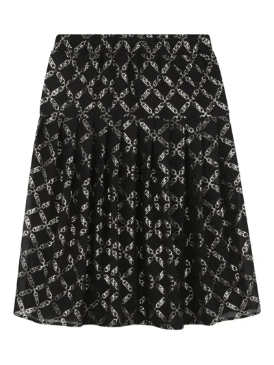 Michael Kors Mk Empire-print Pleated Skirt In Black