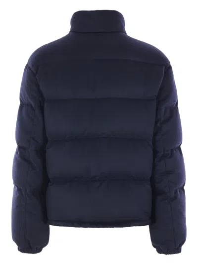 Prada Medium-weight Cashmere Down Jacket In Blue