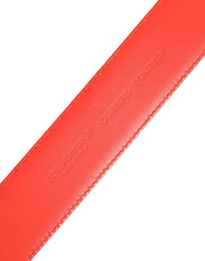 Pre-owned Dolce & Gabbana Orange Gold Tone Metal Logo Buckle Men's Belt ()