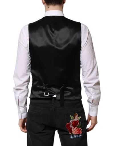 Dolce & Gabbana Red Black Stripe Dress Formal Waistcoat Vest In White
