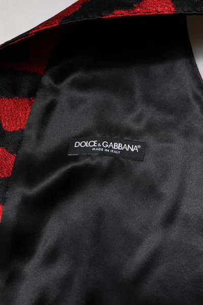 Dolce & Gabbana Red Black Stripe Dress Formal Waistcoat Vest In White