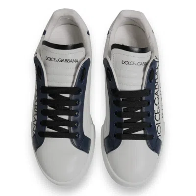 Pre-owned Dolce & Gabbana White Blue Crown Low Top Men Sneakers Men's Shoes () In Multi