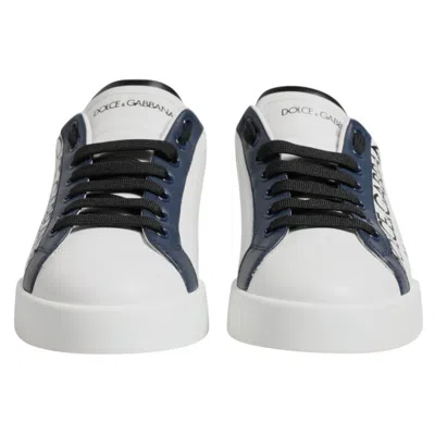 Pre-owned Dolce & Gabbana White Blue Crown Low Top Men Sneakers Men's Shoes () In Multi