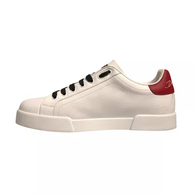 Pre-owned Dolce & Gabbana White Leather Dg Logo Low Top Sneaker Men's Shoes () In Multi