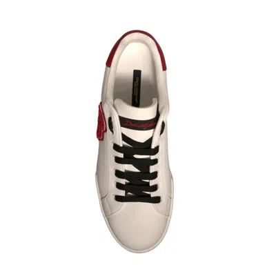 Pre-owned Dolce & Gabbana White Leather Dg Logo Low Top Sneaker Men's Shoes () In Multi