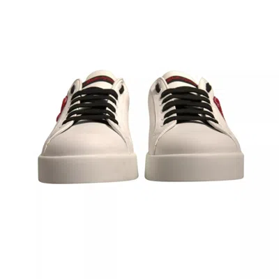 Pre-owned Dolce & Gabbana White Leather Dg Logo Low Top Sneaker Men's Shoes () In Multi