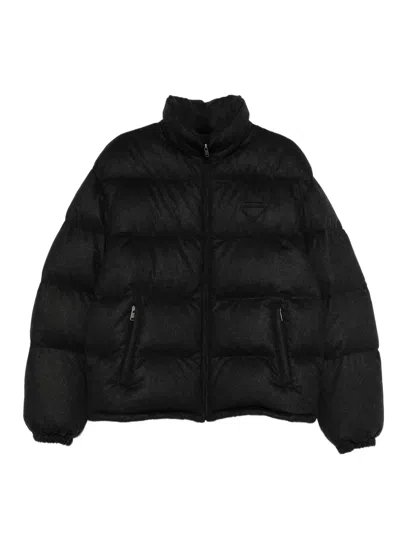 Prada Mens Black Medium-weight Re-nylon Down Jacket In Black