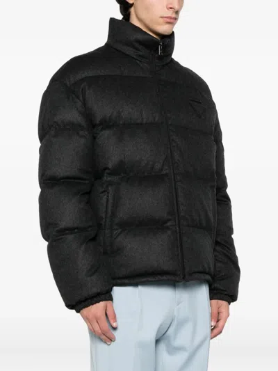 Prada Mens Black Medium-weight Re-nylon Down Jacket In Black