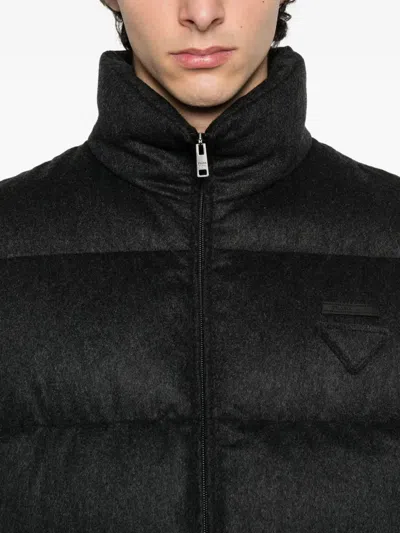 Prada Mens Black Medium-weight Re-nylon Down Jacket In Black