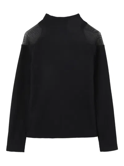 Dkny Sheer-panelled High-neck Top In Black
