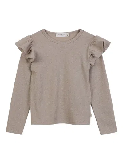 Billieblush Ruffle-detail Long-sleeve Top In Gray