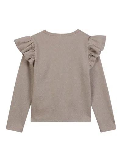 Billieblush Ruffle-detail Long-sleeve Top In Gray
