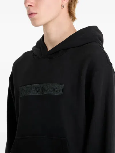 Calvin Klein Jeans Est.1978 Logo-embroidered Hoodie In Black
