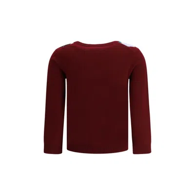 Ganni Multicolor Crewneck Cardigan With Jewel Buttons And Gemetric Motif On The Front