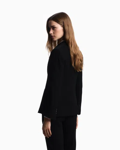 Emporio Armani Asv Single-breasted Blazer In Waffle Weave Technical Fabric