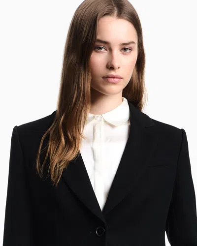 Emporio Armani Asv Single-breasted Blazer In Waffle Weave Technical Fabric