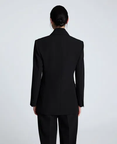 Kenneth Cole Luxe Twill Double Breasted Jacket In Black