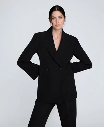 Kenneth Cole Luxe Twill Double Breasted Jacket In Black