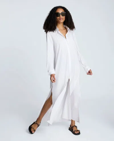 Kenneth Cole Cotton Poplin Maxi Shirt Dress