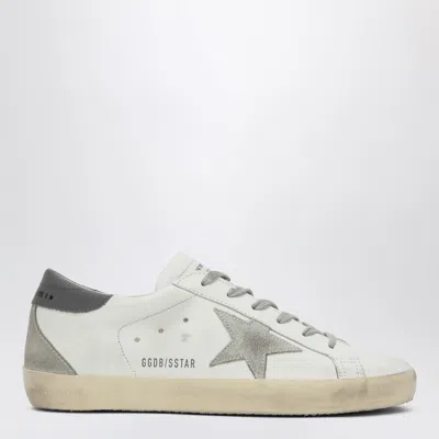 Golden Goose Super-star Leather Sneakers With Suede Grey Leather And Leather Grey Heel Tab Shoes In White
