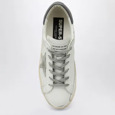 Golden Goose Super-star Leather Sneakers With Suede Grey Leather And Leather Grey Heel Tab Shoes In White
