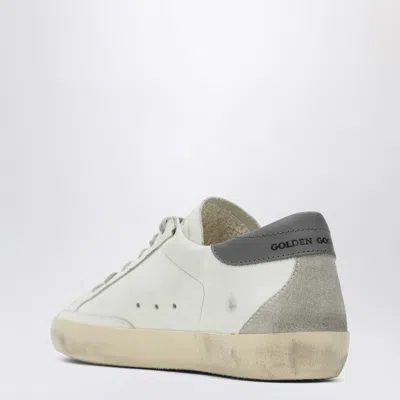 Golden Goose Super-star Leather Sneakers With Suede Grey Leather And Leather Grey Heel Tab Shoes In White