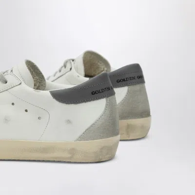 Golden Goose Super-star Leather Sneakers With Suede Grey Leather And Leather Grey Heel Tab Shoes In White