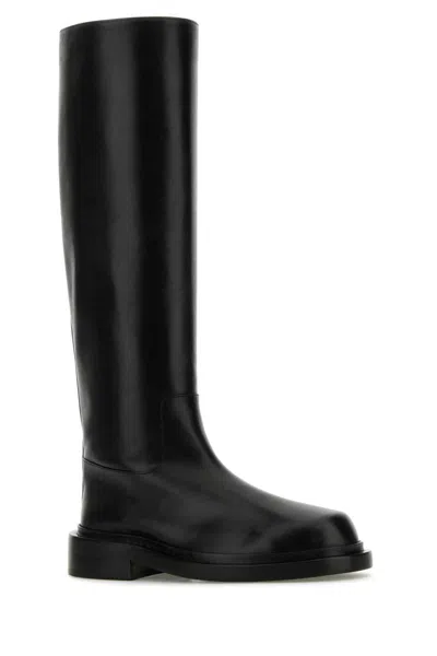 Jil Sander Round Toe Knee-high Boots In Black