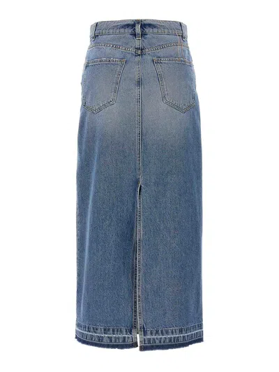Fortela Long Back Slit Denim Skirt In Classic Wash