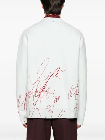 Oamc Scribble-print Fleece Jumper In White
