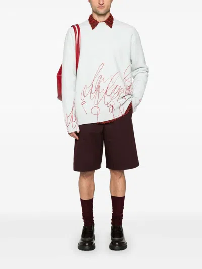 Oamc Scribble-print Fleece Jumper In White