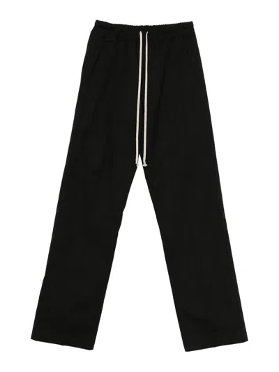 Rick Owens Relaxed Fit Black Trousers With Drawstring Waistband In Black