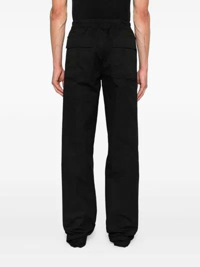 Rick Owens Relaxed Fit Black Trousers With Drawstring Waistband In Black