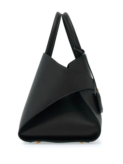 Ferragamo Hug S Black Handbag With Logo And Gancini Buckle In Leather Woman