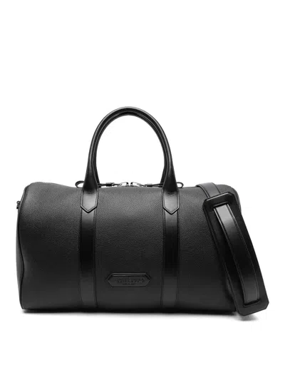 Tom Ford Medium Grained Leather Duffle Bag In Black