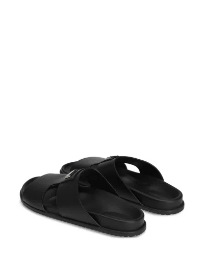 Dolce & Gabbana Dolce&gabbana Men Logo Leather Sandals In Black
