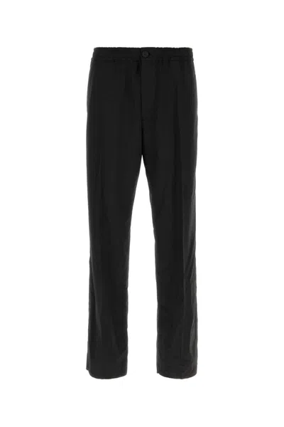 Ferragamo Trousers Wool Blend Elastic Waistband In Black