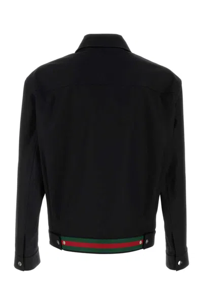 Gucci Twill Jacket With Web Detail In Black