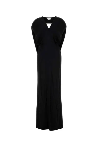 Stella Mccartney Abito Lungo In Raso Nero Donna In Black