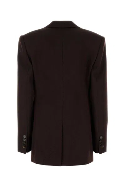 Stella Mccartney Wool Blazer With Notch Lapel And Back Vent In Brown