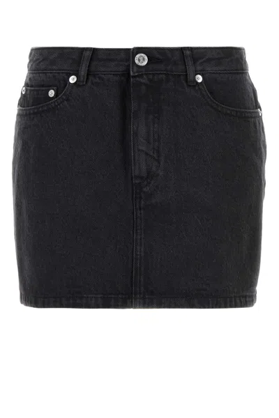Apc Short Denim Skirt With Pockets And Loops In Black
